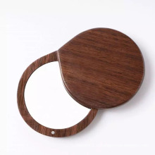 круглое женское красочное деревянное ручное карманное зеркало